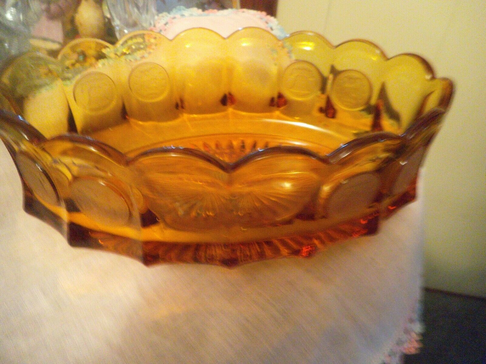 Vintage Fostoria Coin Glass Amber 9" Oval Dish