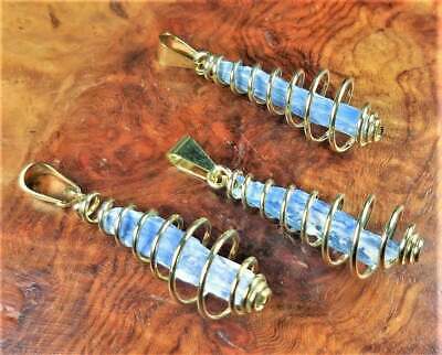 Bulk Wholesale Lot Of 5 Pieces - Kyanite Gold Cage Spiral - Pendant Necklace