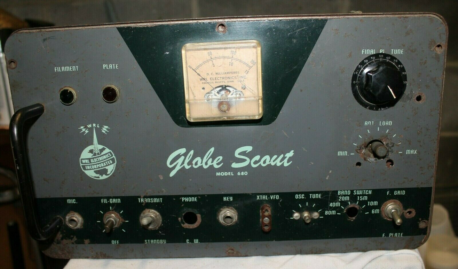 Vintage 1950s World Radio Labs Model 680 Globe Scout Ham Radio Transmitter