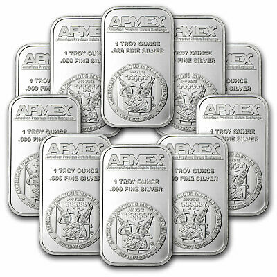 1 Oz Silver Bar - Apmex (lot Of 10 Bars) .999 Fine Silver