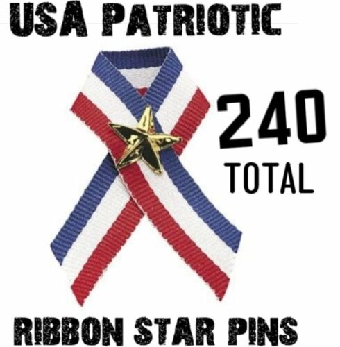 240 Usa American Flag Patriotic Ribbons With Stars - Wholesale Lot